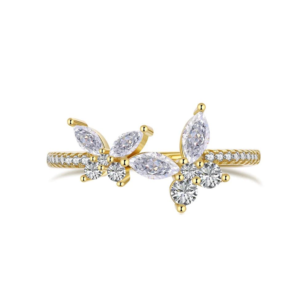 Moonso Arrival Fashion Unique Design Gold Silver Color Butterfly Fashion Ring for Women Valentine's Day Gift Jewelry R8401