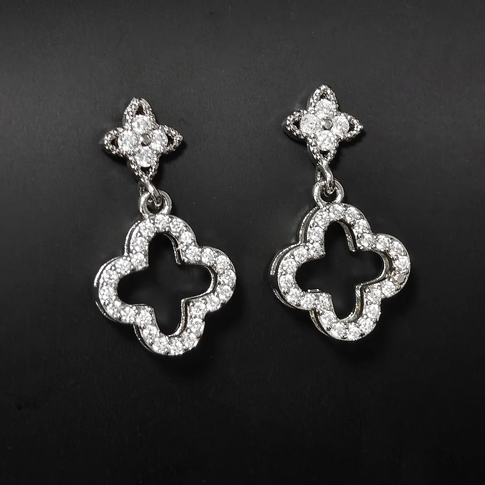 Moonso Arrival Fashion Gold Silver Color Clover Earrings  for Women Party Gift Drop Shipping E8097