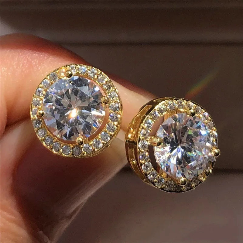 Silver Color Korean Zircon Circle Stud Earrings Brincos for Women Boucle D'oreille Femme Bijoux Gift Jewelry E232
